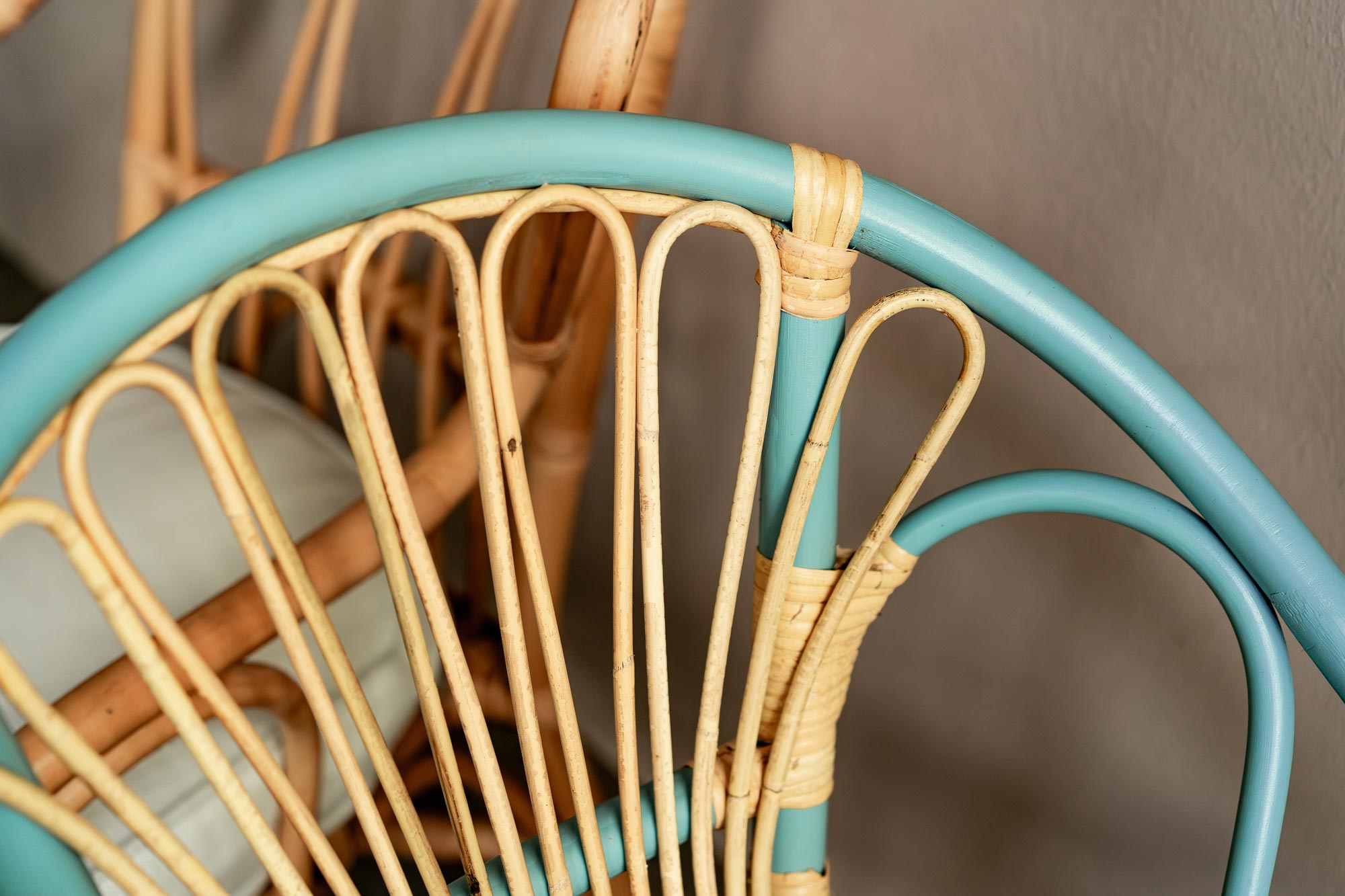 Rattan-Stuhl 'Clair', türkis, natur, B 57 cm, H 80 cm, L 54 cm günstig bestellen