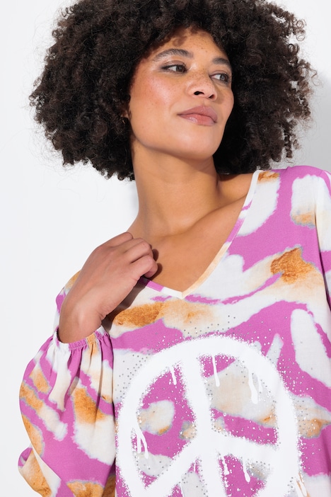 Tunika, A-Linie, Batik-Muster, Peace-Zeichen