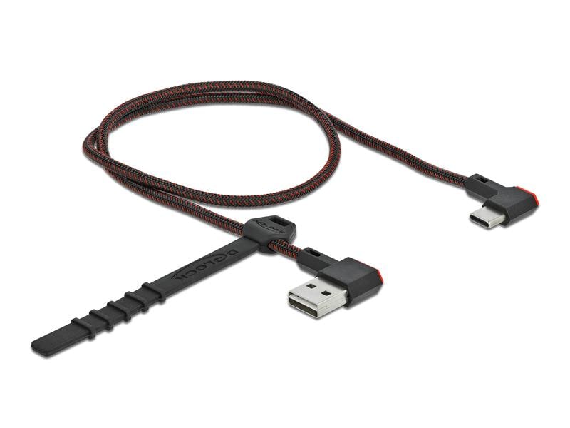 Delock USB 2.0-Kabel EASY USB A - USB C 0.5 m Delock EASY-USB 2.0 Kabel Typ-A Stecker zu USB Type-C Stecker gewinkelt links / rechts 0.5 m schwarz