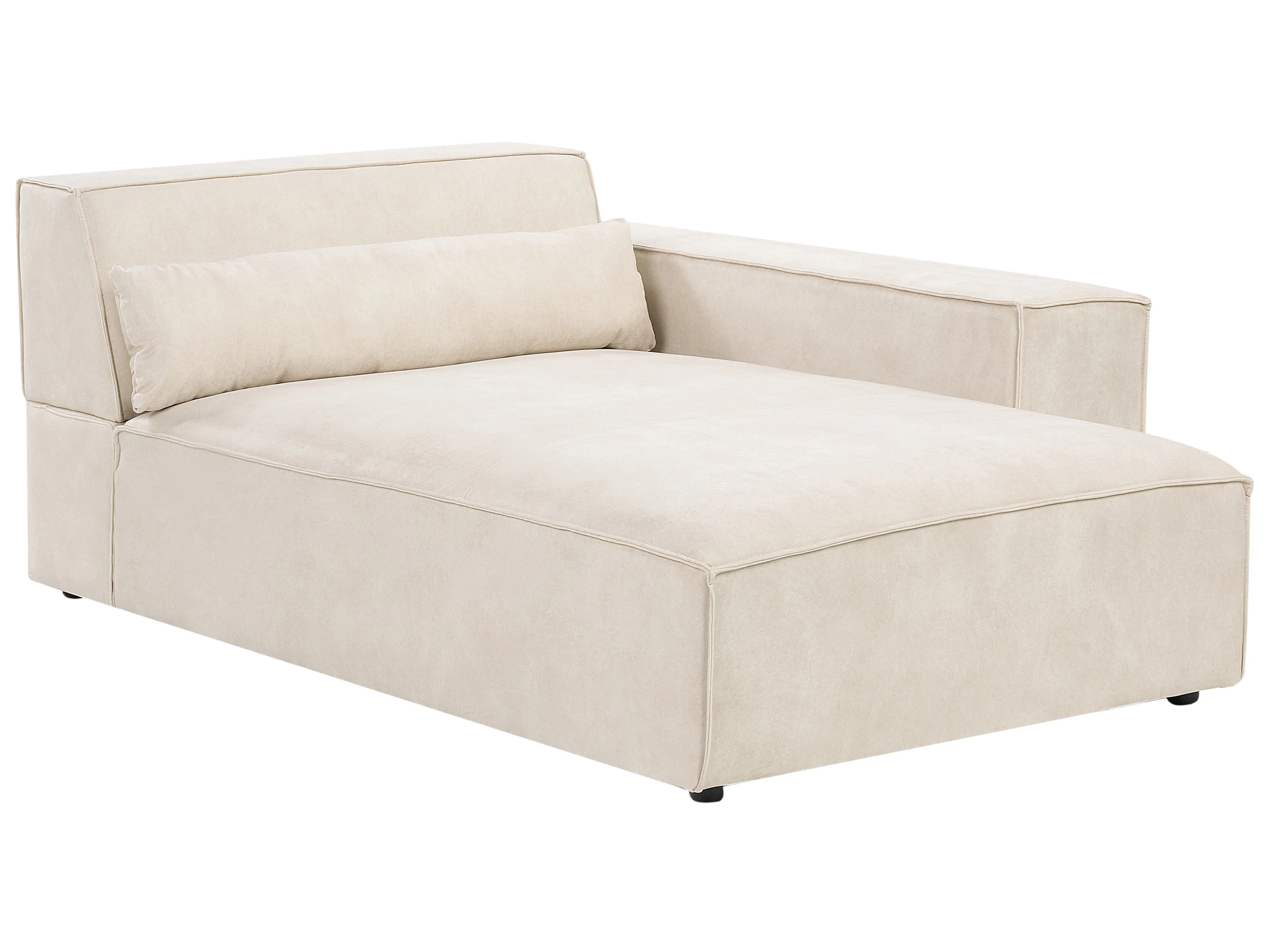 Modulaire hoekbank 2-zits HELLNAR Fluweel Lichtbeige met ottomaan linkszijdig