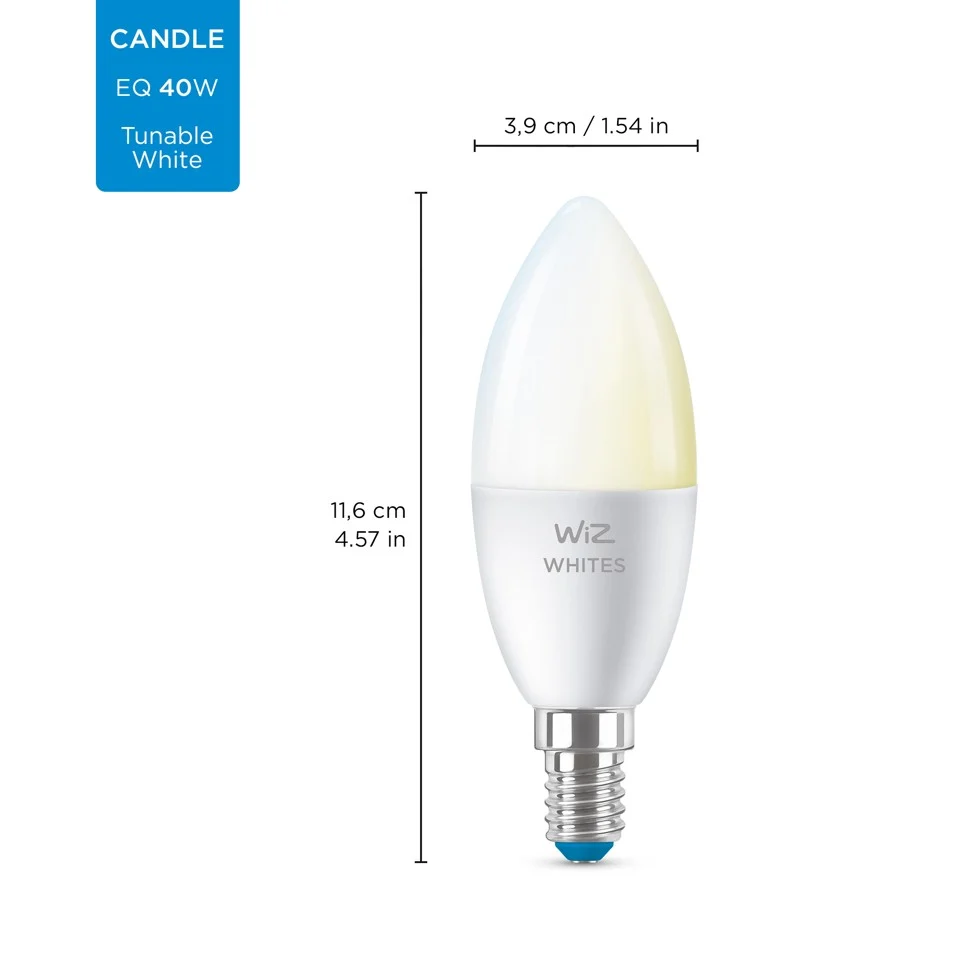 WiZ - C37 Candle E14 Tunable White til Smarte Hjem