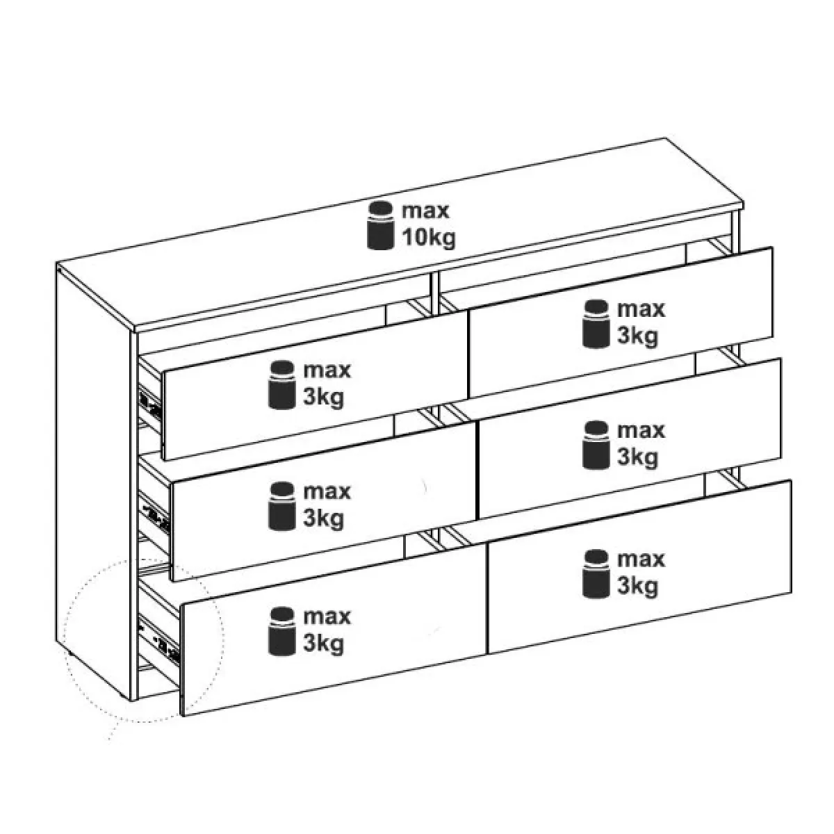 dansmamaison Commode 6 Tiroirs QIZ