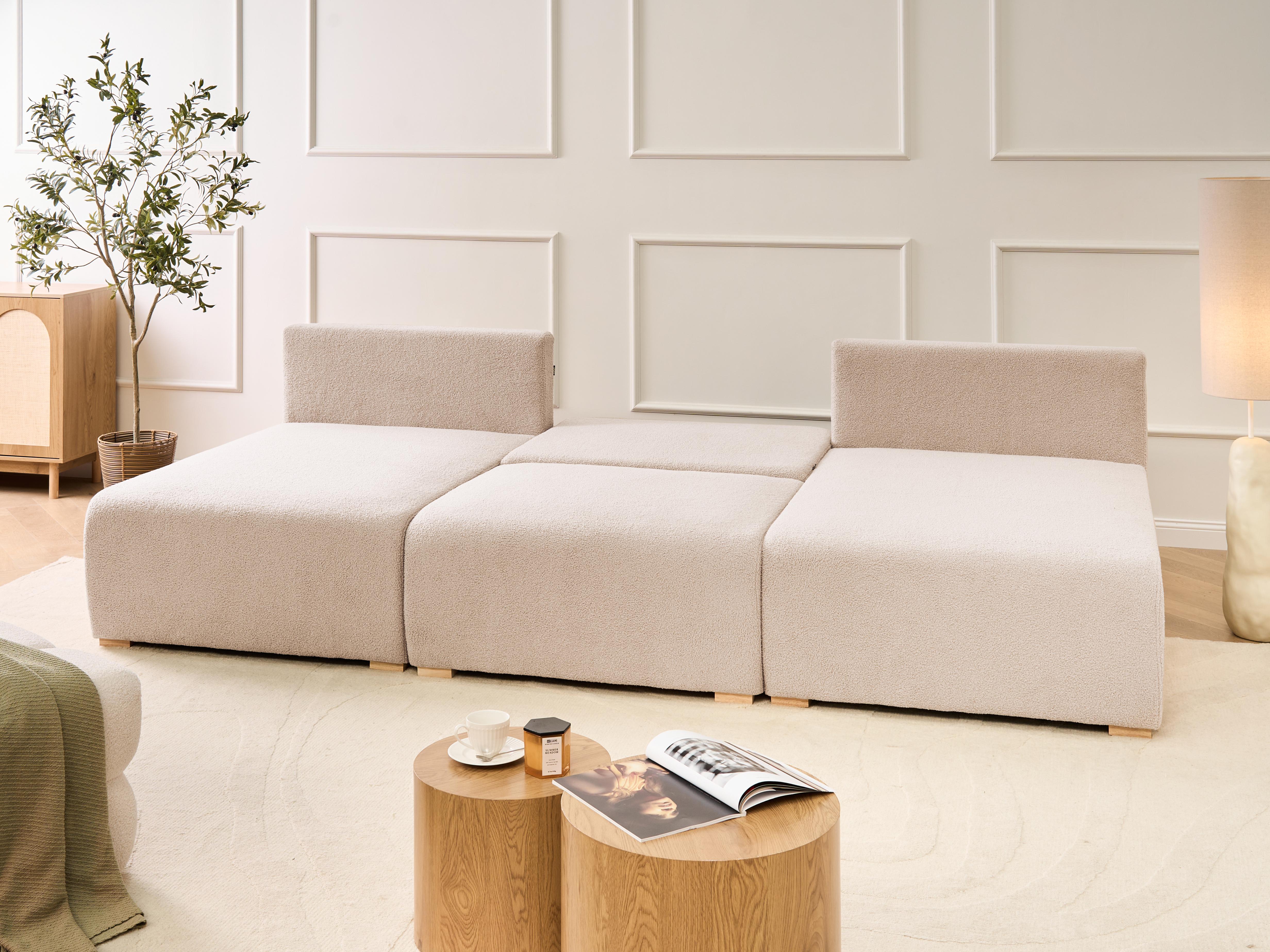 Modulaire U-vormige bank NERBO Bouclé Beige
