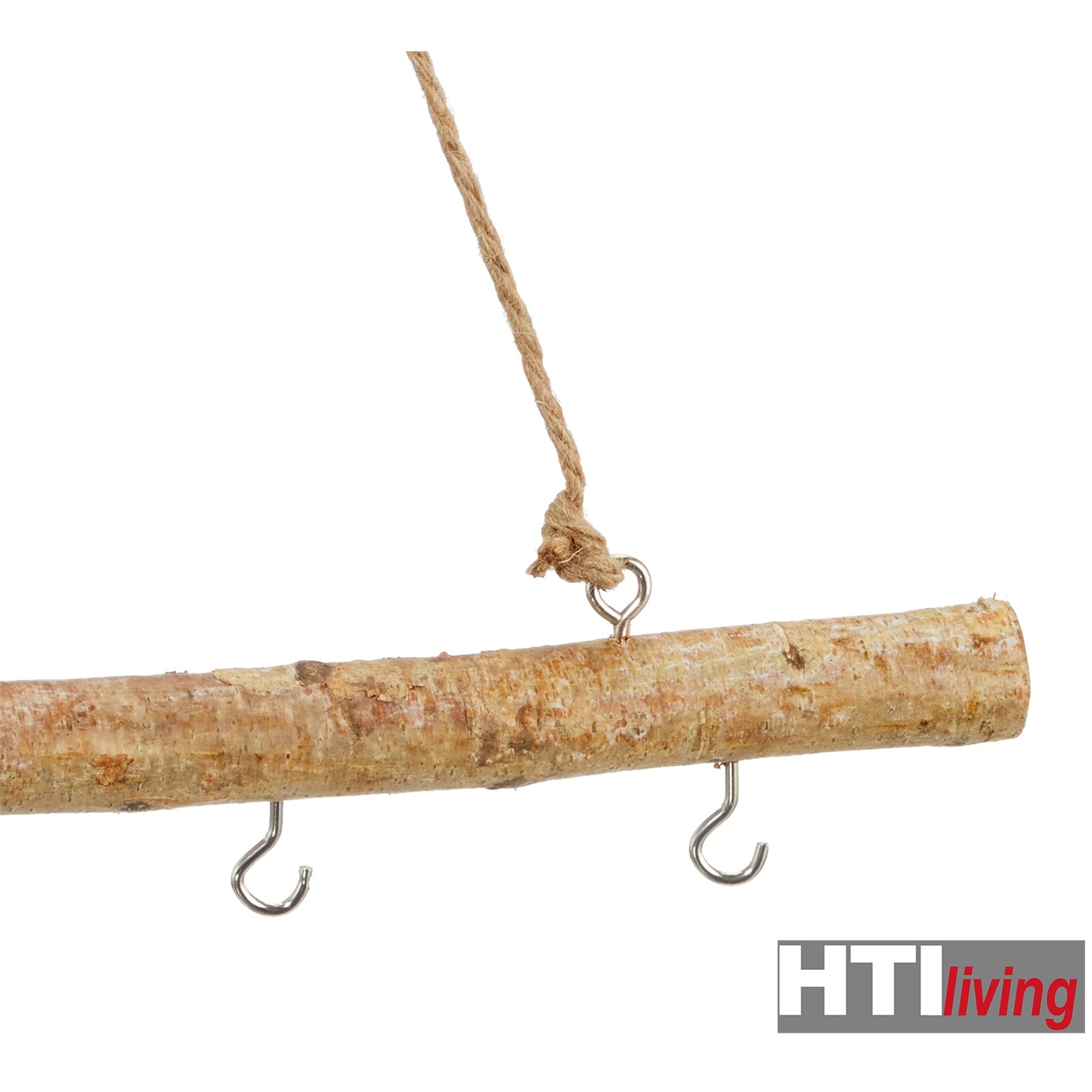 HTI-Living Hängedeko Holzstange mit Haken Natur