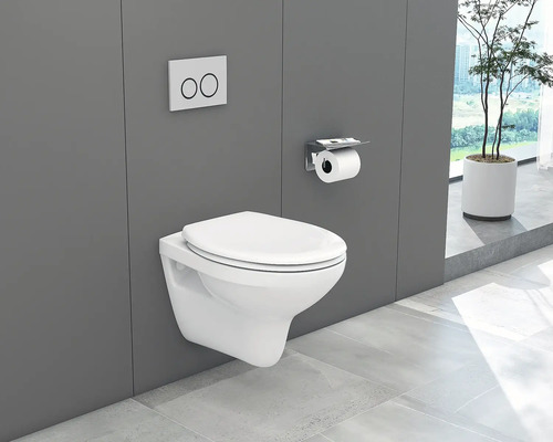 form&style Obira wandclosetset, diepspoel, open rand, glanzend wit met toiletzitting
