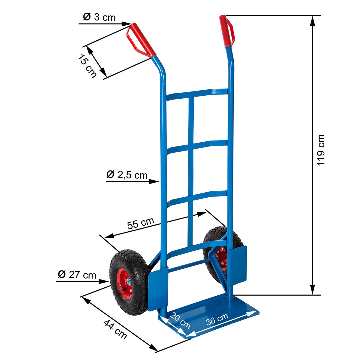 tectake steekwagen met stalen frame, draagvermogen 200 kg