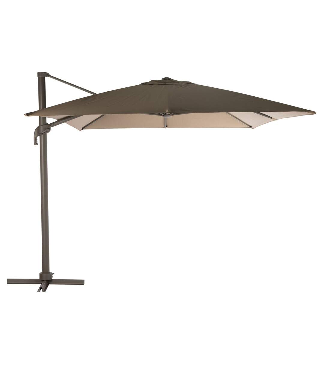 Parasol déporté carré Eléa - Inclinable - L. 300 x l. 300 cm - Marron noisette et tonka