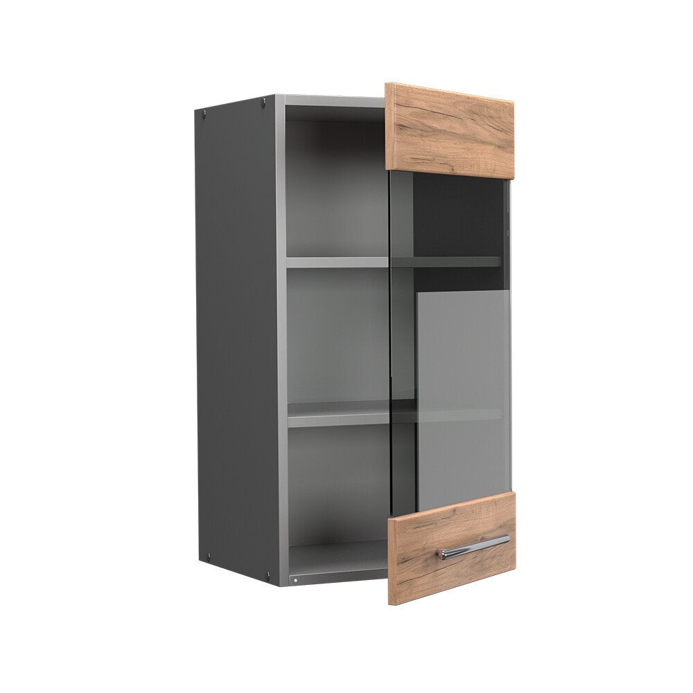 Vicco Hängeglasschrank Küchenschrank Küchenmöbel Fame-Line Anthrazit Eiche modern 40 cm Küche Einbauküche Hängeschrank Glasschrank Drehtür Einlegeboden Küchenzeile