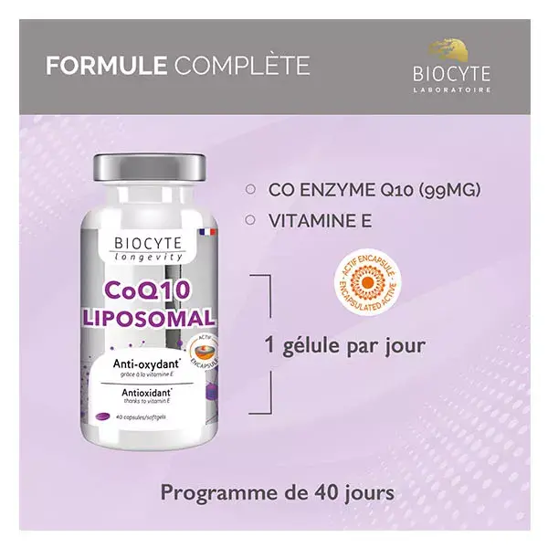 Biocyte Coenzima Q10 Lipossomal Antioxidante Vitamina E 40 Cápsulas