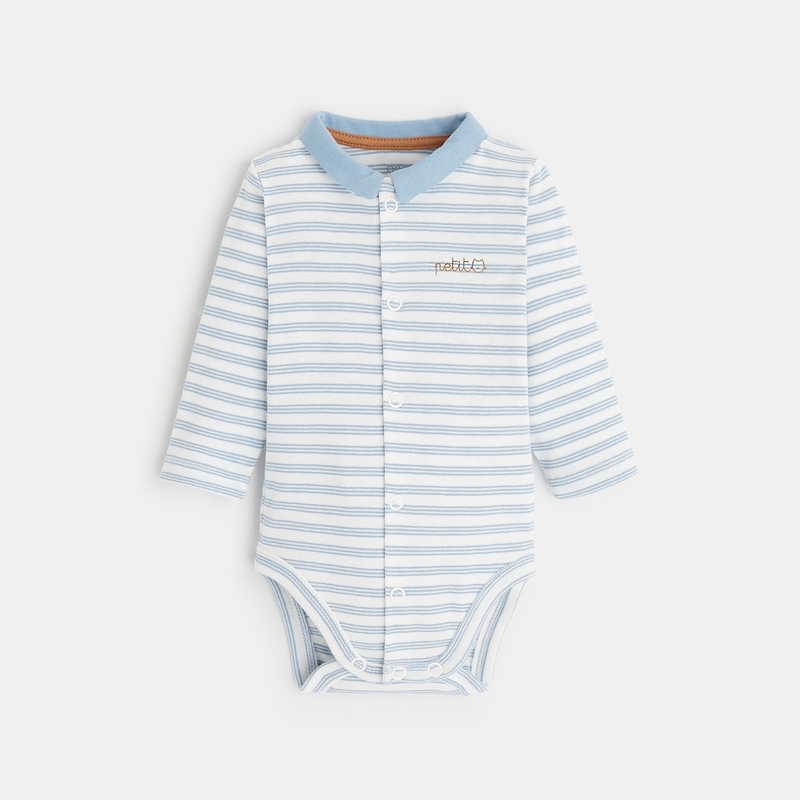 Body manches longues rayé bleu naissance