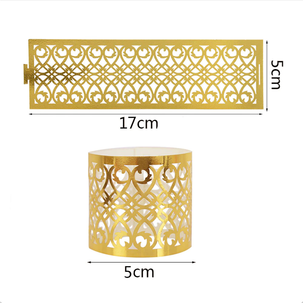 (50er Set) Ø5cm Papier Serviettenring Tischdeko Faltbare Tuchhalterung Ornament - Silber