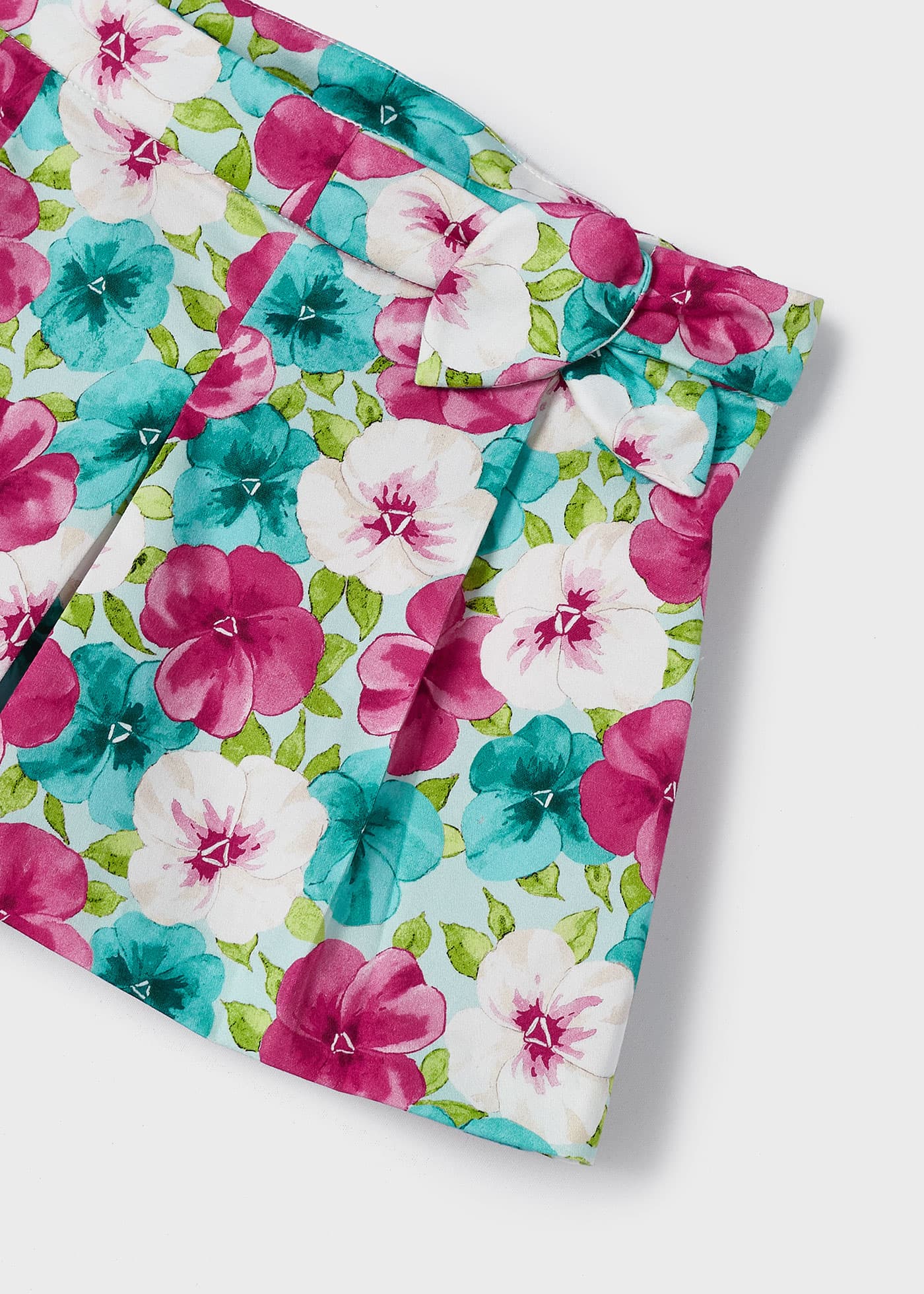 Shorts de cetim estampado fúcsia para meninas