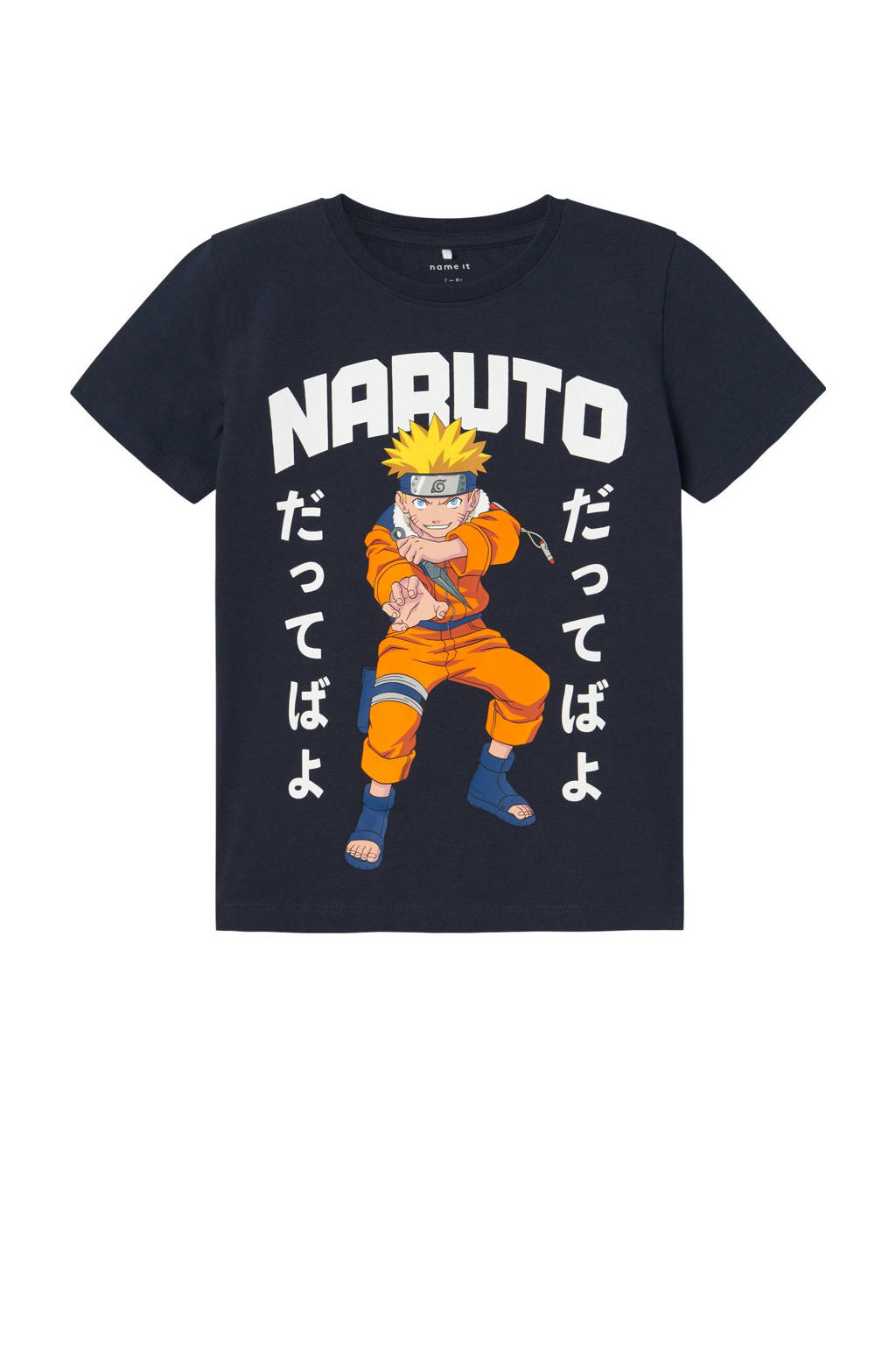 NAME IT T-shirt NKMMACAR NARUTO met printopdruk donkerblauw