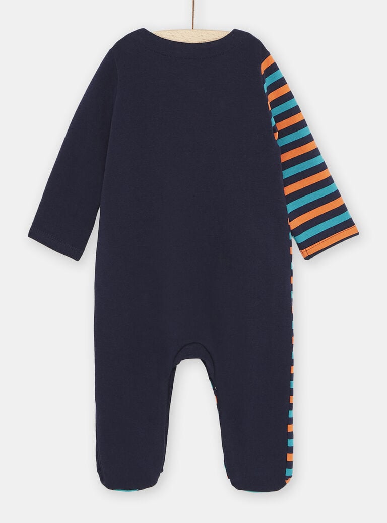 Grenouillère bleu foncé à patch tortue bébé garçon