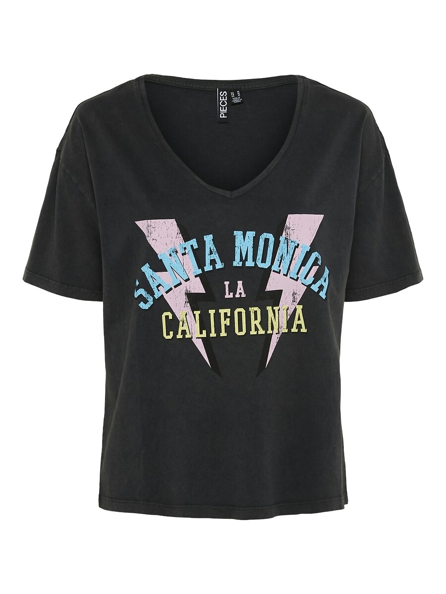 PEÇAS<br>Camiseta com decote em V e estampa na frente