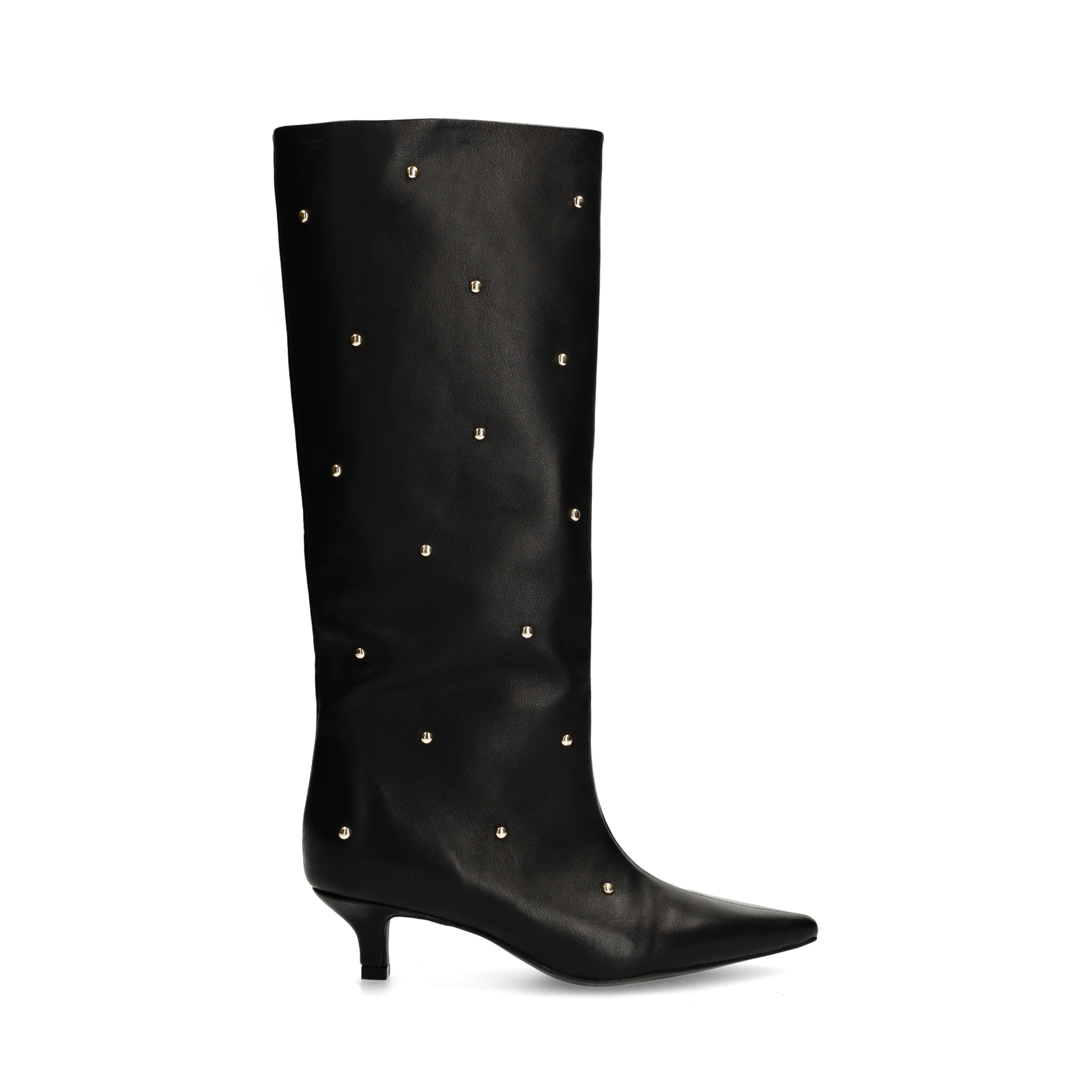 Zwarte leren hoge laarzen met studs