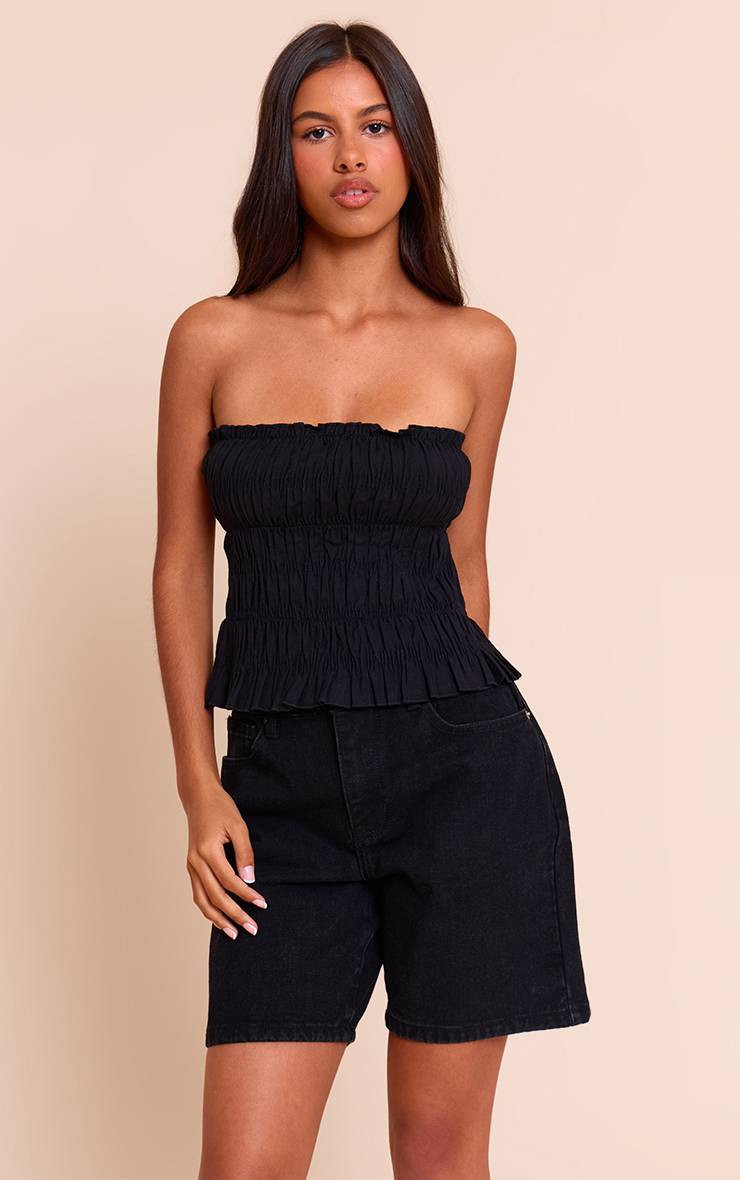 Noir Délavé Short Boyfriend Ample Taille Basse Petite