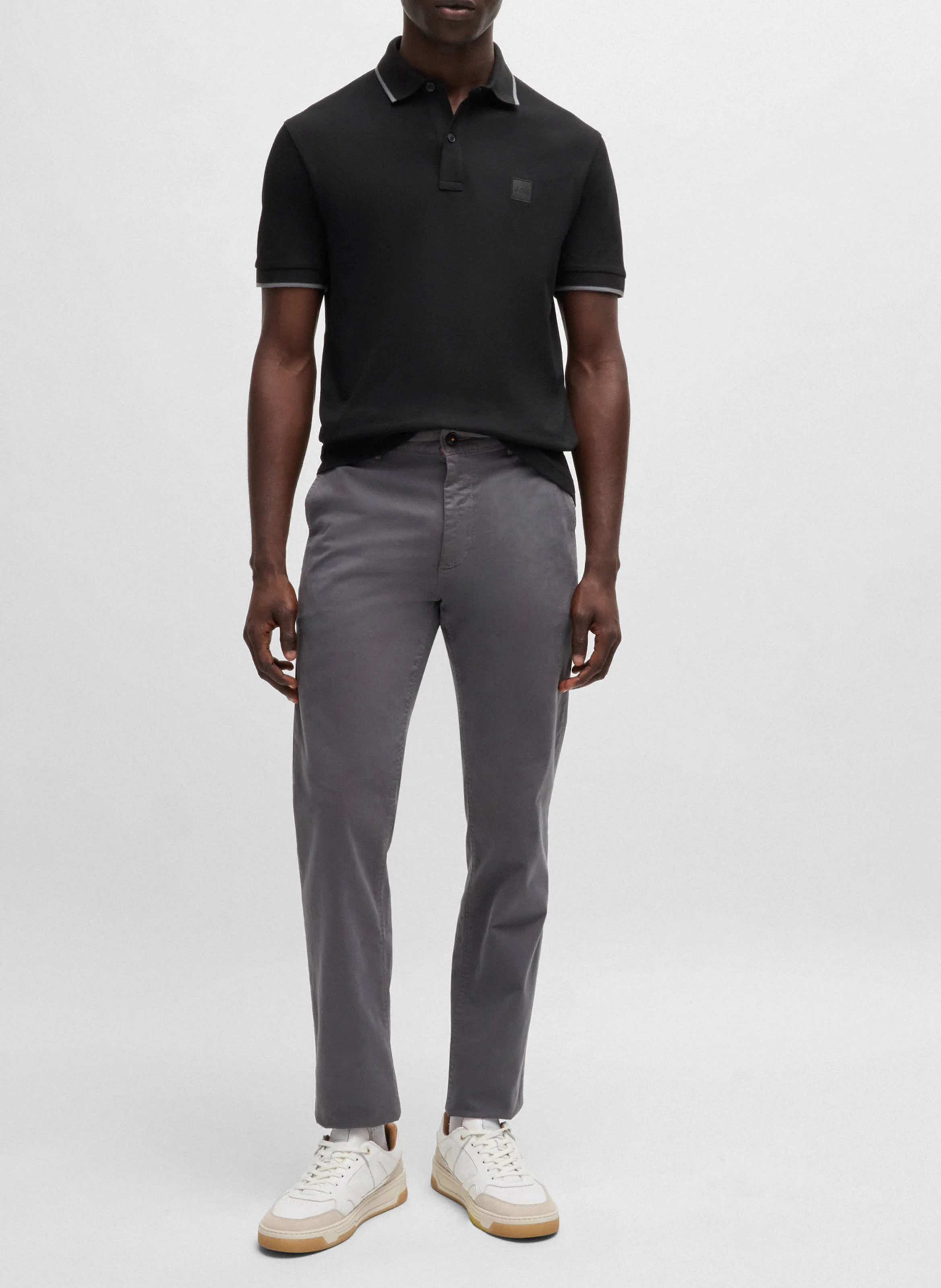 Polo slim-fit en coton stretch | Noir