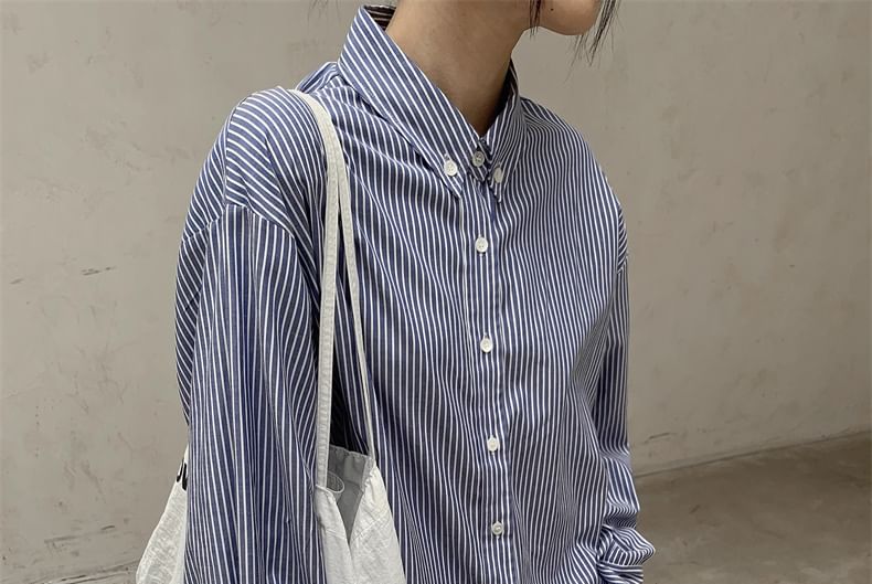 SIMPLE BLACK - Gestreept overhemd met lange mouwen