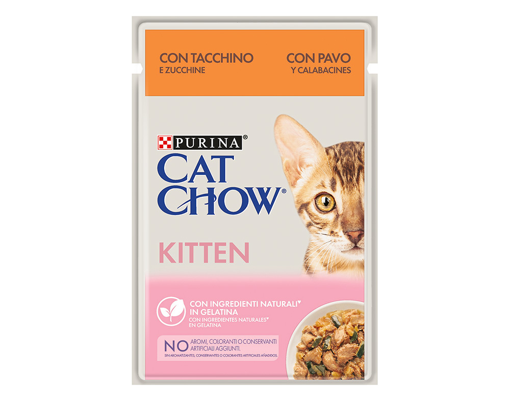 COMIDA HÚMIDA PARA GATO CAT CHOW KITTEN COM PERU E COURGETE 0.85G