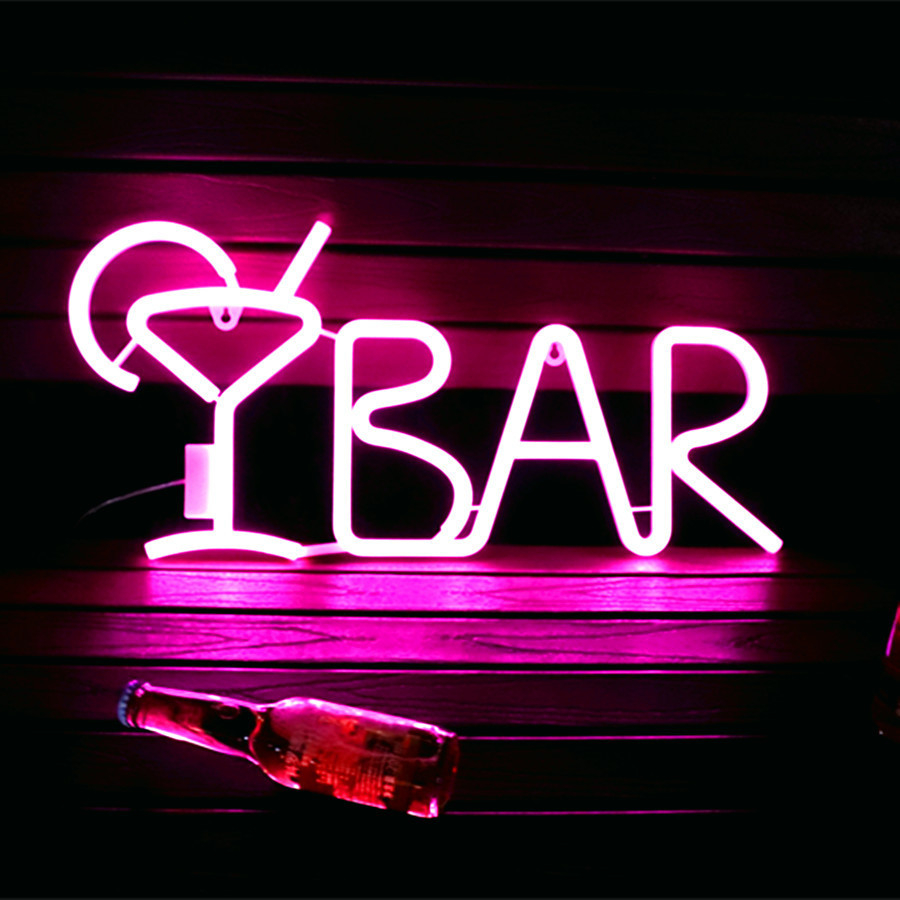 (53x25cm) LED Neon Sign Bar Wand Deko Licht Schild Home / Party Accessoire (Batteriebetrieben/USB) - Pink