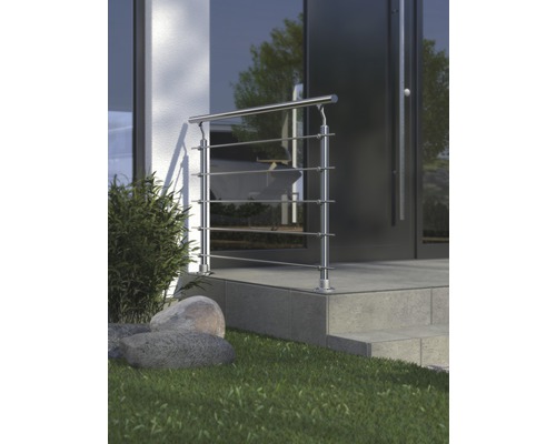 Pertura Silenos complete leuningset, aluminium met vijf roestvrijstalen staven voor vloermontage, breedte: 1,50 m