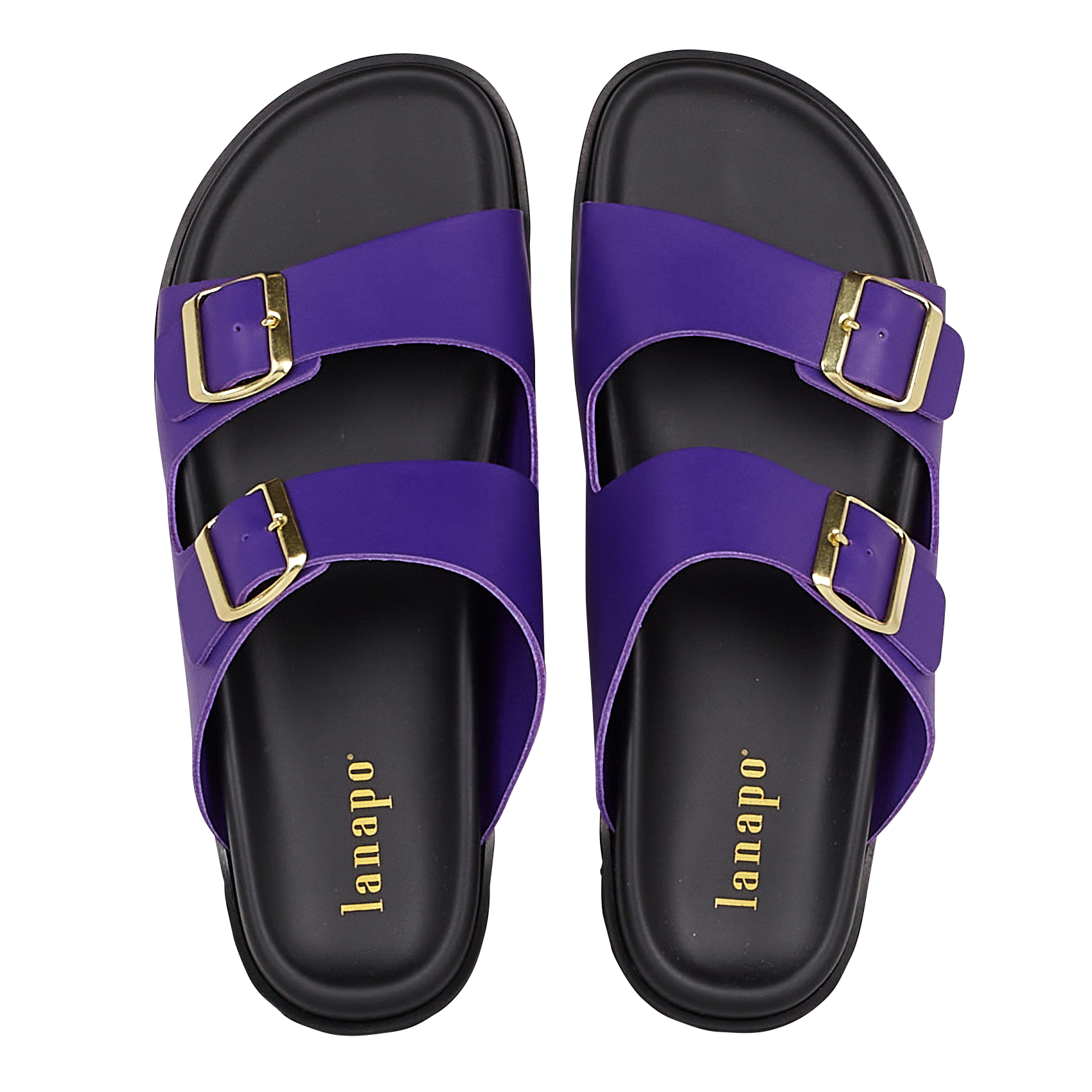 Sandales plates crantées en cuir| Violet