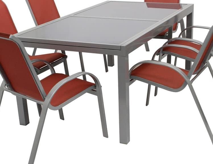 DEGAMO Ausziehtisch PISA 180/240x100cm, Aluminium + Glas