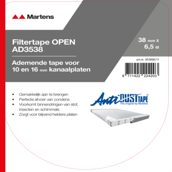Filtertape t.b.v. polycarbonaat 38 mm 650 cm