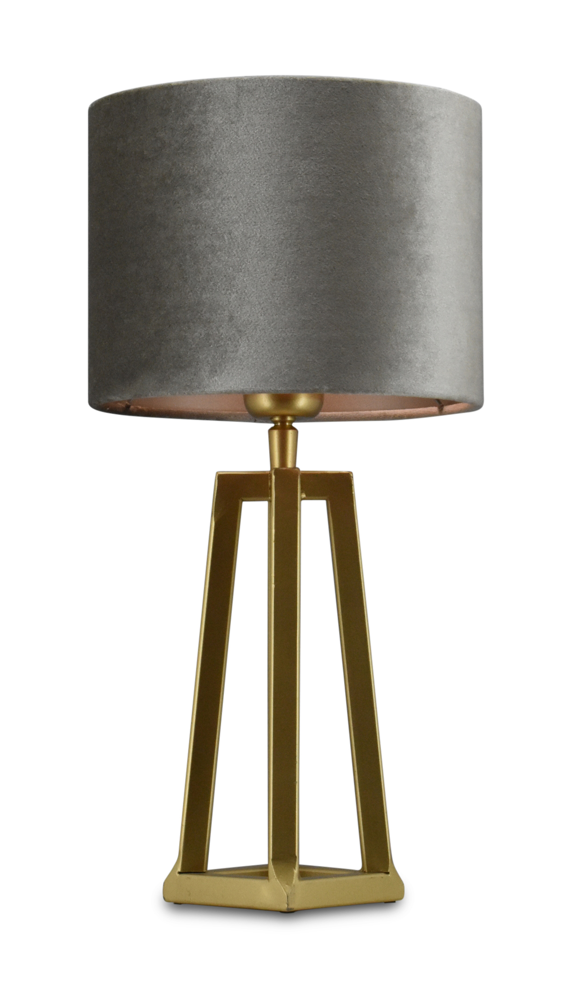 Tafellamp Lorenzo small gold + kap Cilinder 20x20x15cm Fendi velours taupe ( taupe binnenkant )