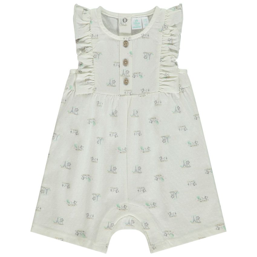 Combishort en maille pointel imprimé Marie Disney pour bébé fille - Ecru