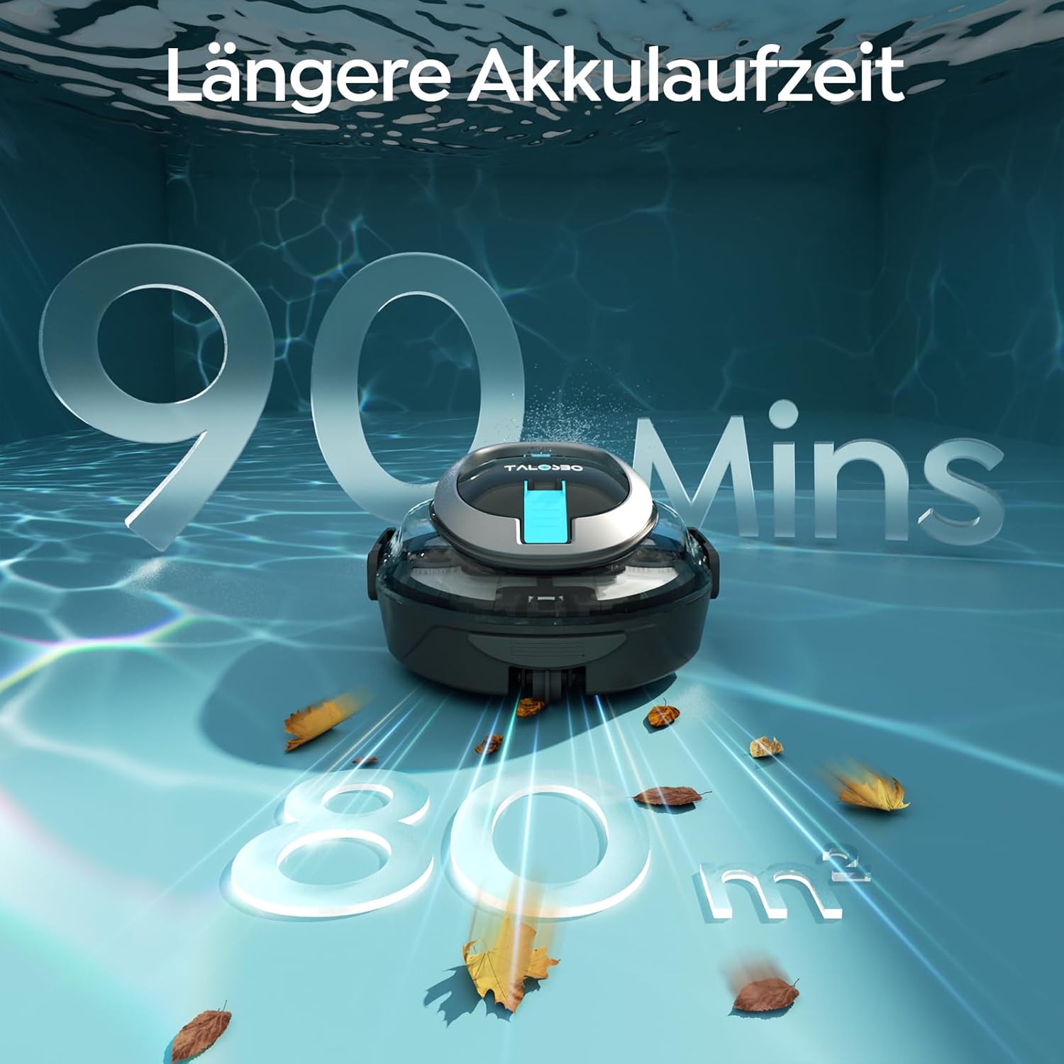(2026 Upgrade) S2 Poolroboter,Doppelfiltration,Kabelloser Poolsauger Akku, 90 Min Automatische Reinigung mit Selbsteinparkfunktion,Dual Motoren Poolreiniger für Flache Böden Pools bis 80 m²