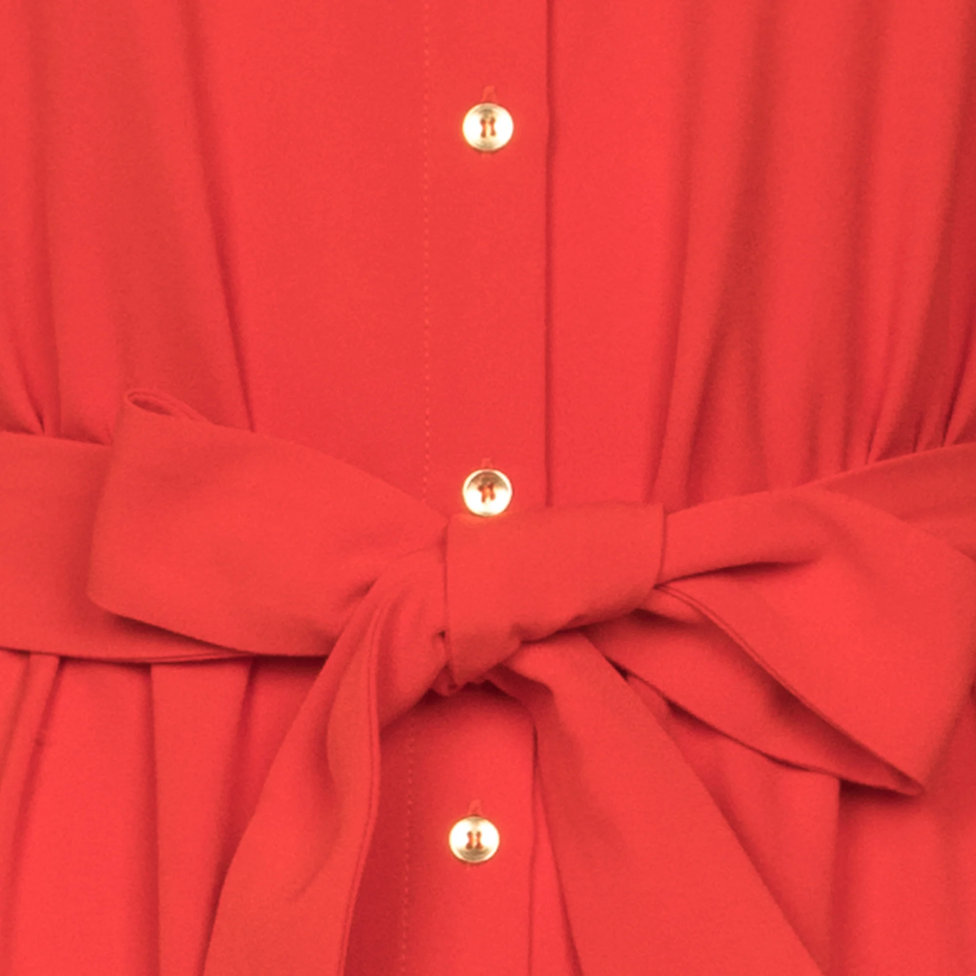 MANIEROSO - Robe midi col classique boutonnée | Rouge