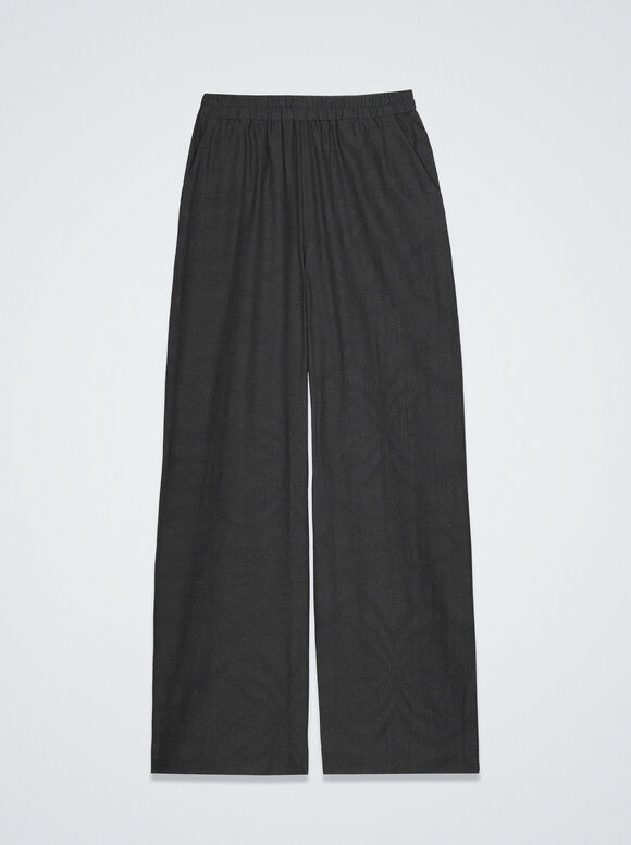 Calça reta em jacquard - Cinza