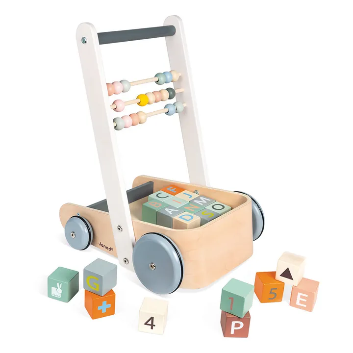 Janod Chariot boulier et ses 20 cubes