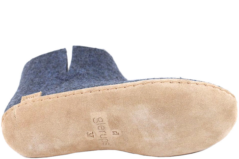 GLERUPS BLÅ DENIM ANKELSTØVLE I NATURLIG ULD