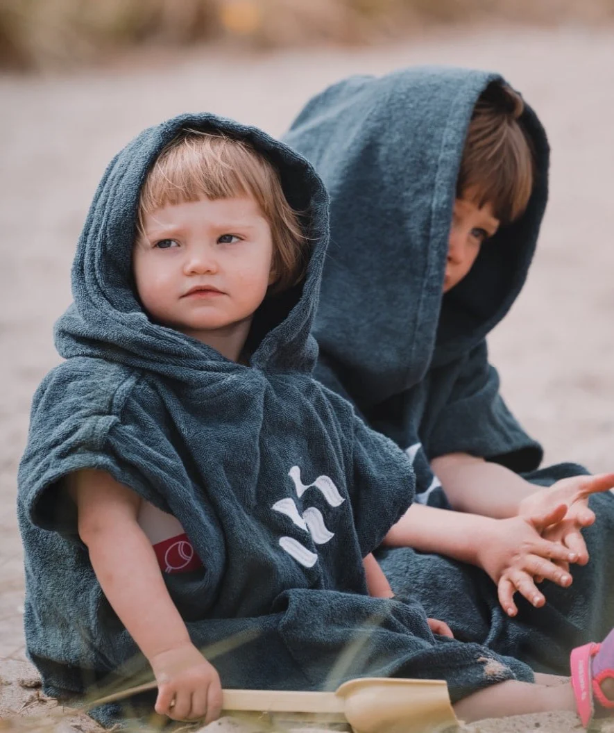 Watery badeponcho til børn - Bomuld - Mørkeblå