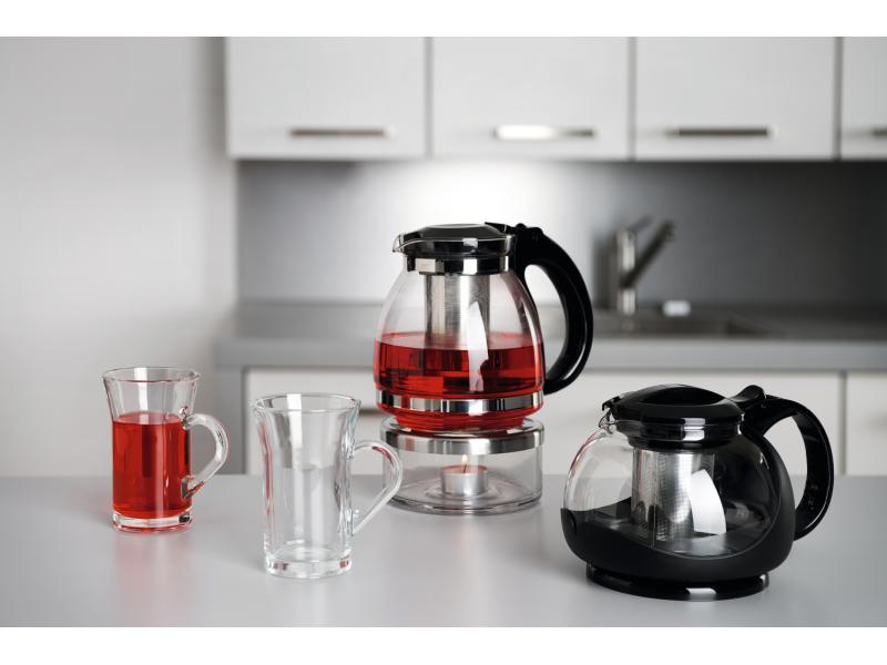 Montana Teekanne Assam 1 l, Schwarz/Transparent Teebereiter