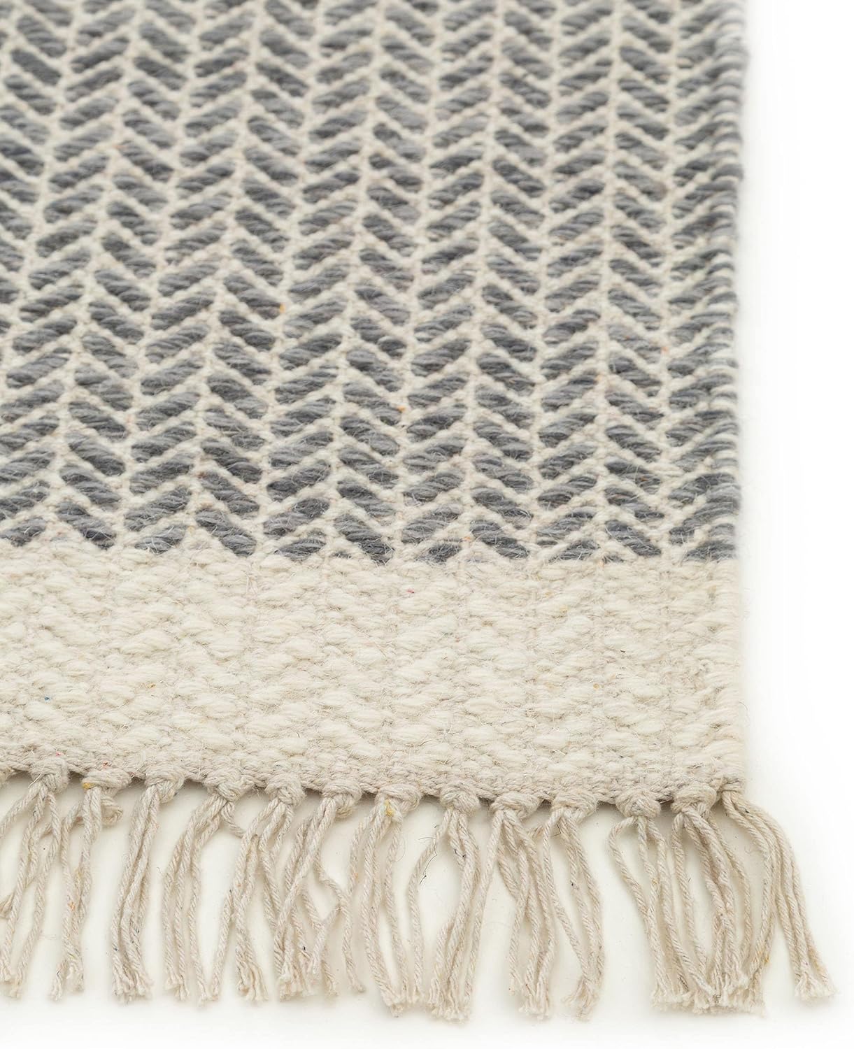 benuta Pure Wollteppich Kim - Grau 160x230 cm - Baumwolle,Wolle - Rechteckig & im Style: Ikat, Hygge & Cozy, Minimalistisch - Pflegeleicht für Wohnzimmer Schlafzimmer