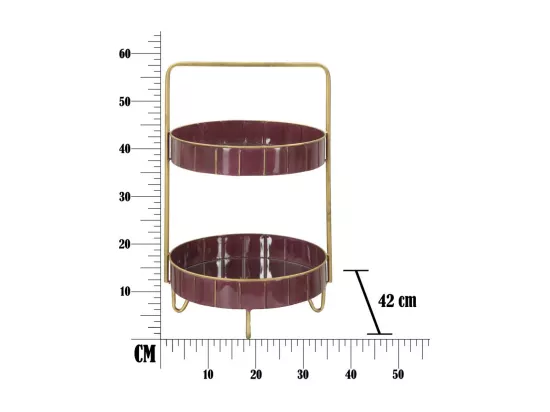 Porte-objets en métal violet avec 2 étagères 36,5x34,5x56,5 cm