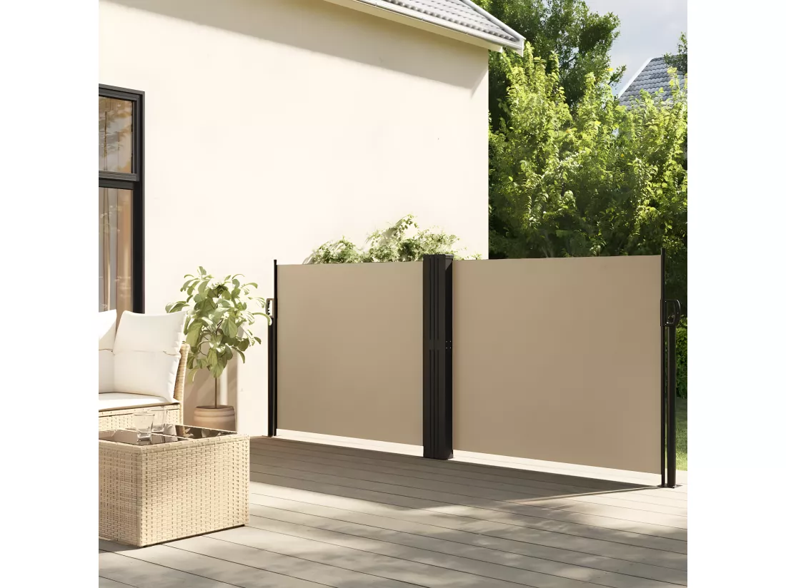 Auvent latéral rétractable beige 120x1000 cm