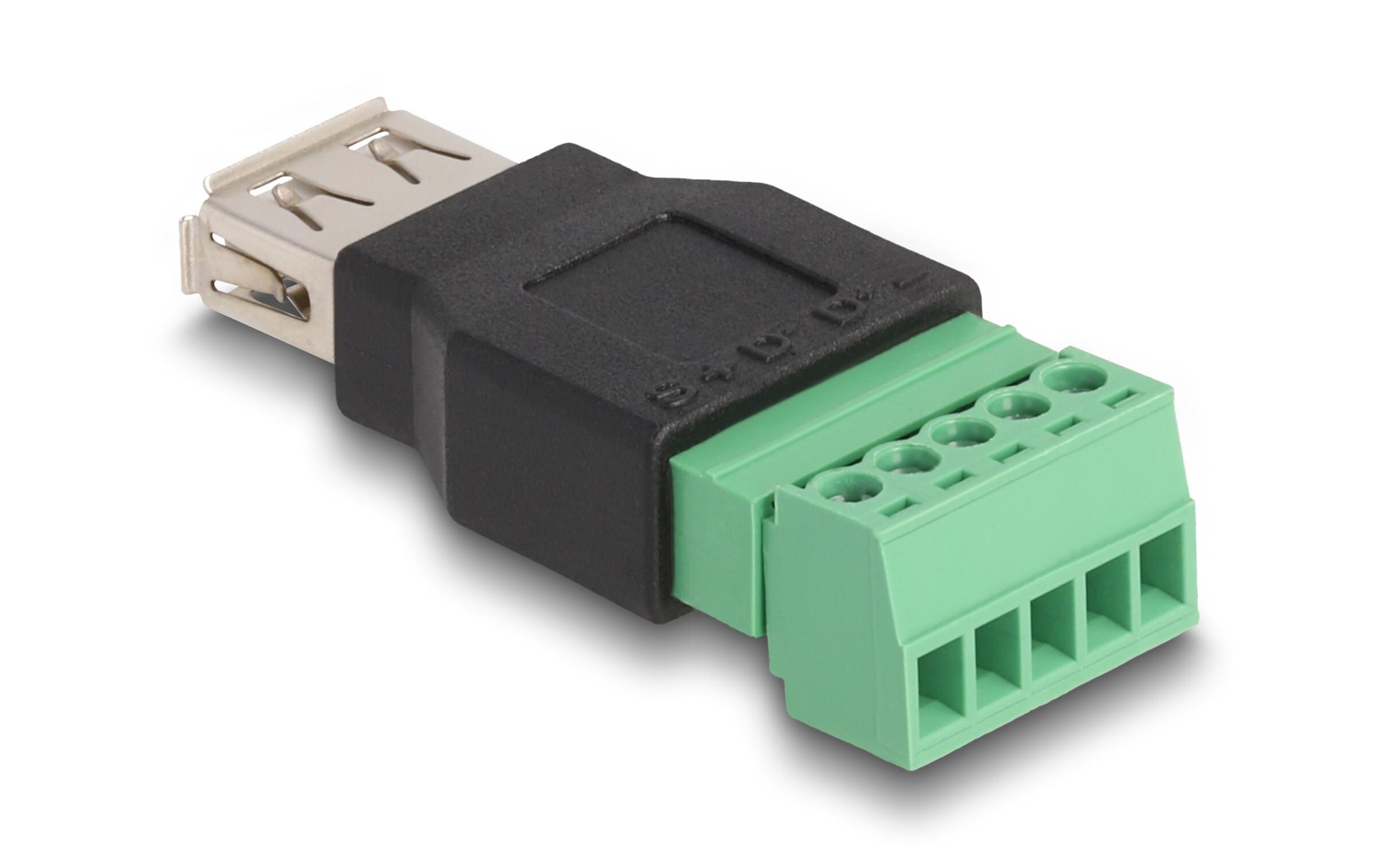 USB 2.0 Adapter USB-A Buchse - TerminalblockDelock USB 2.0 Typ-A Buchse zu Terminalblock Adapter 2-teilig