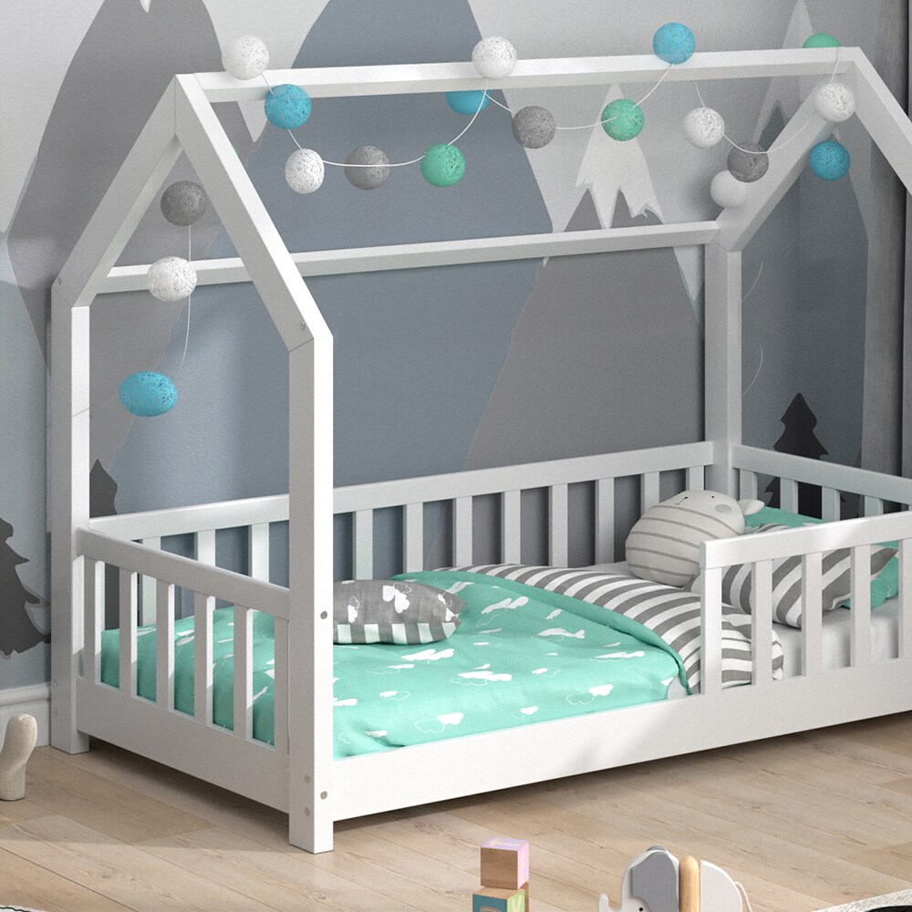 VitaliSpa Kinderbett Hausbett Spielbett Wiki 80x160cm Matratze Rausfallschutz