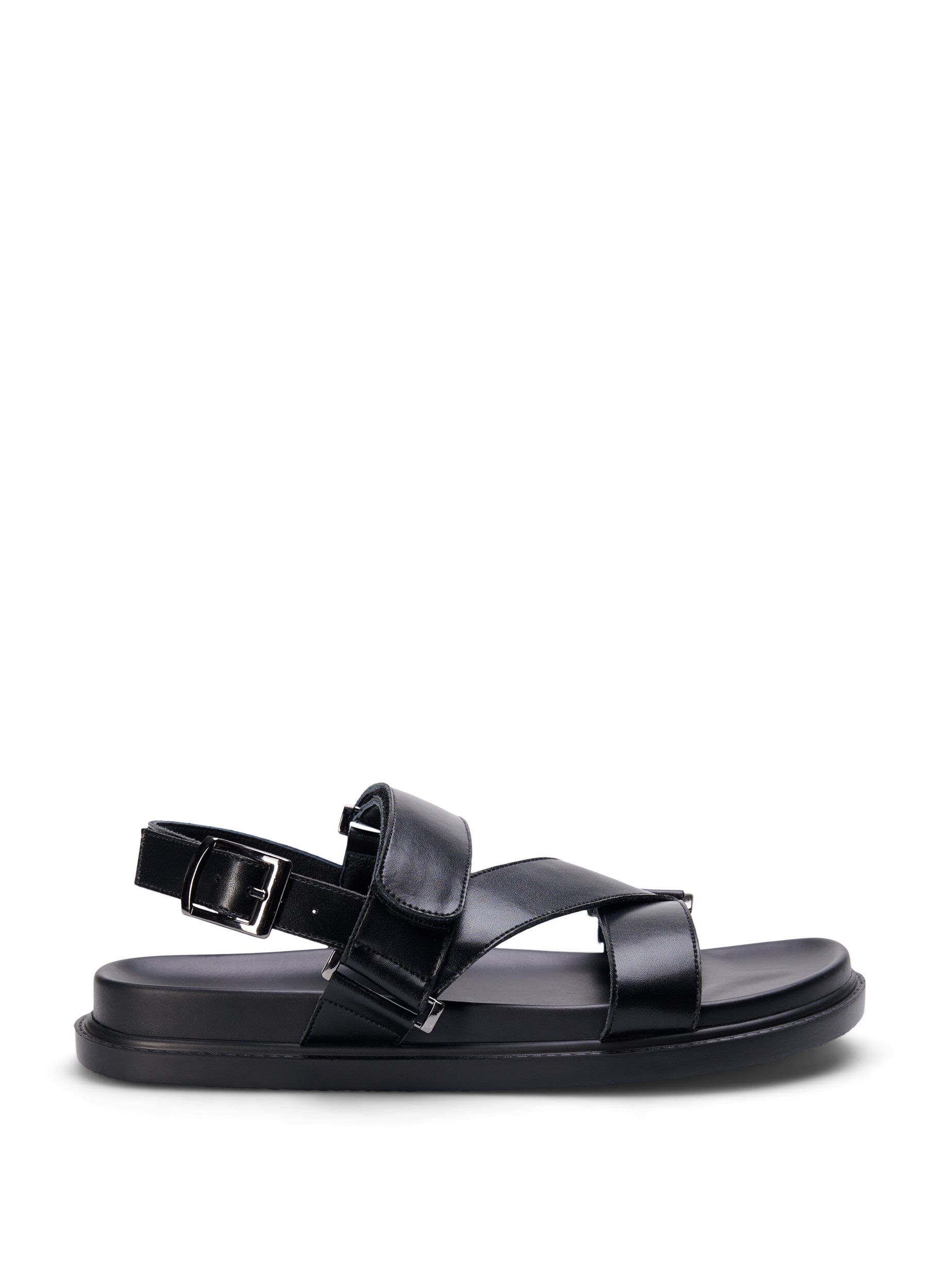 Wide fit - Lædersandal med justerbare stropper