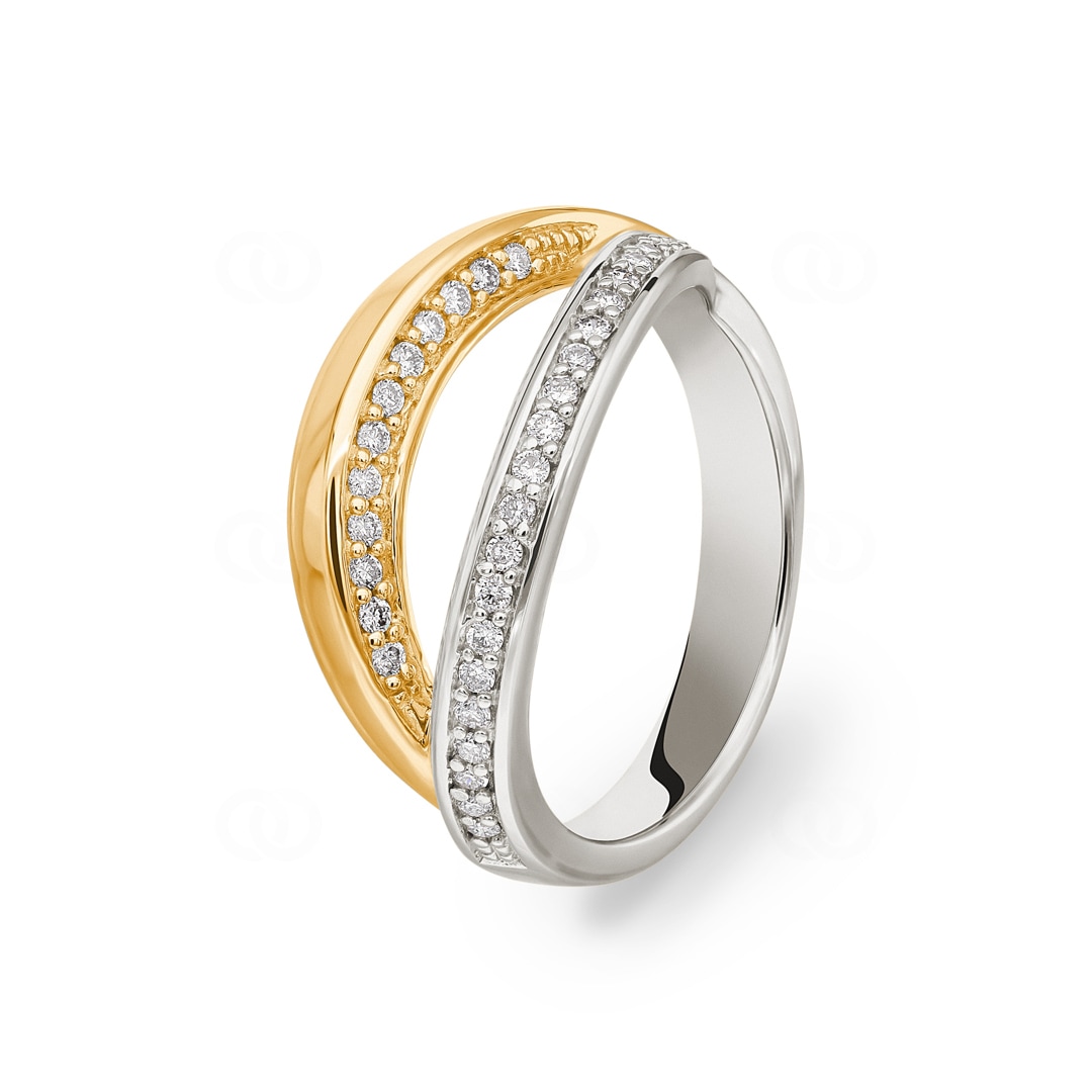 0.23 Karat Diamantring 750/18 K Gelb-/ Weissgold Ø 54