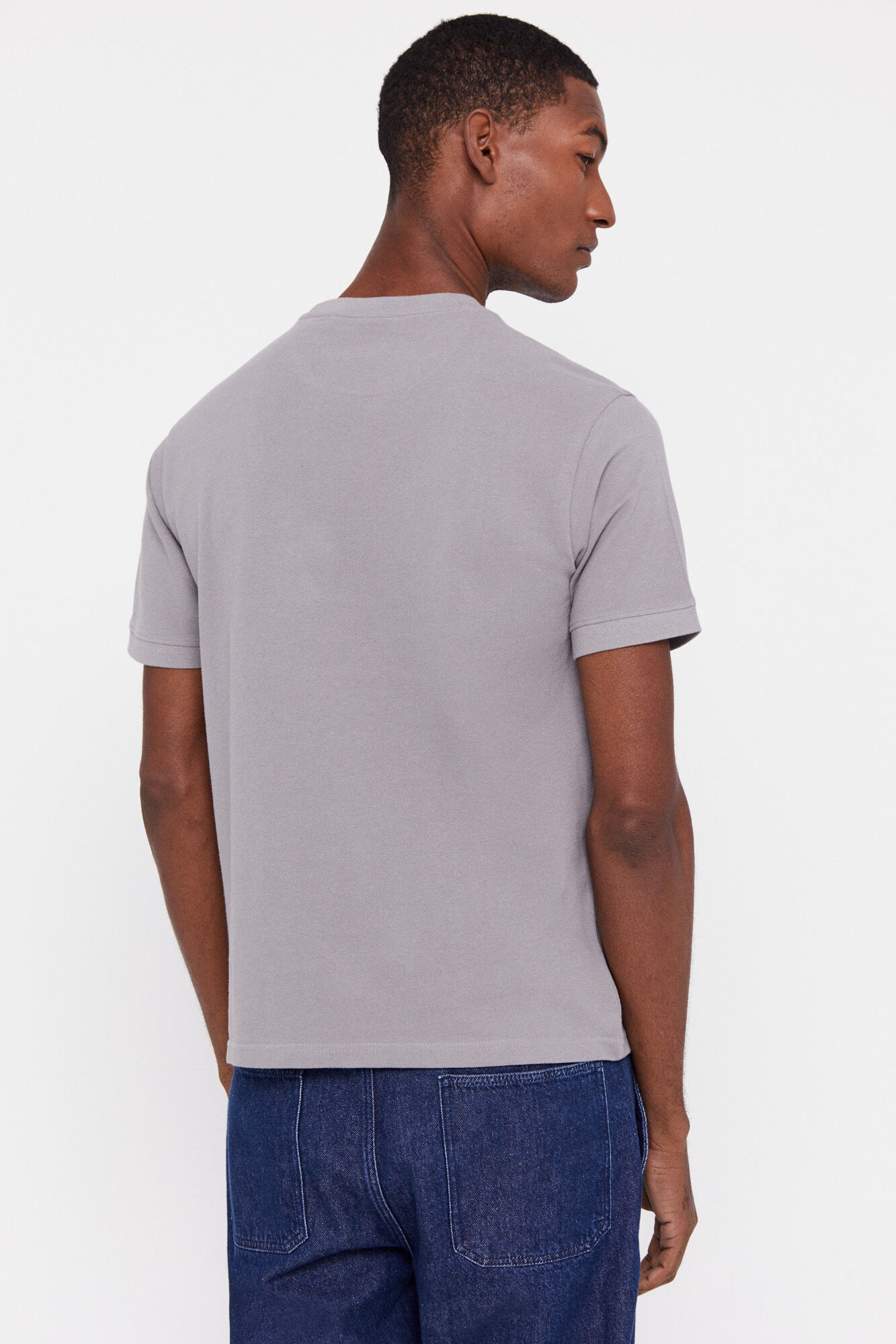 Camiseta básica em piqué - Cinza