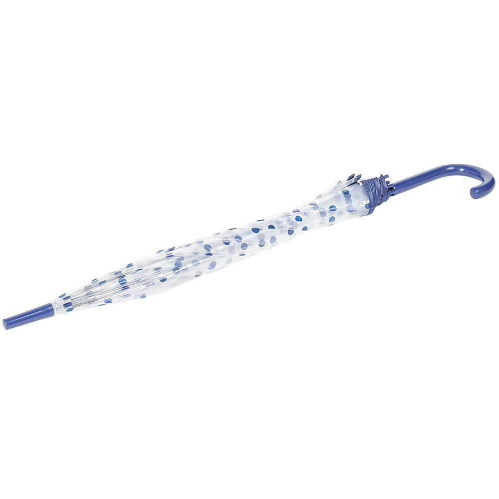 Parapluie canne transparent à pois bleus