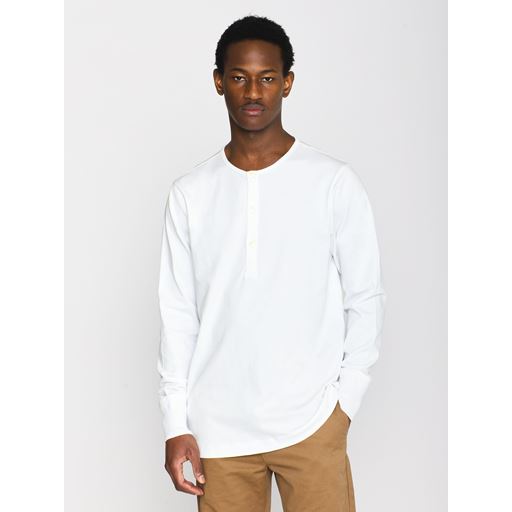 Knowledge Cotton Apparel Bo Langærmet T-shirt, Bright White, L