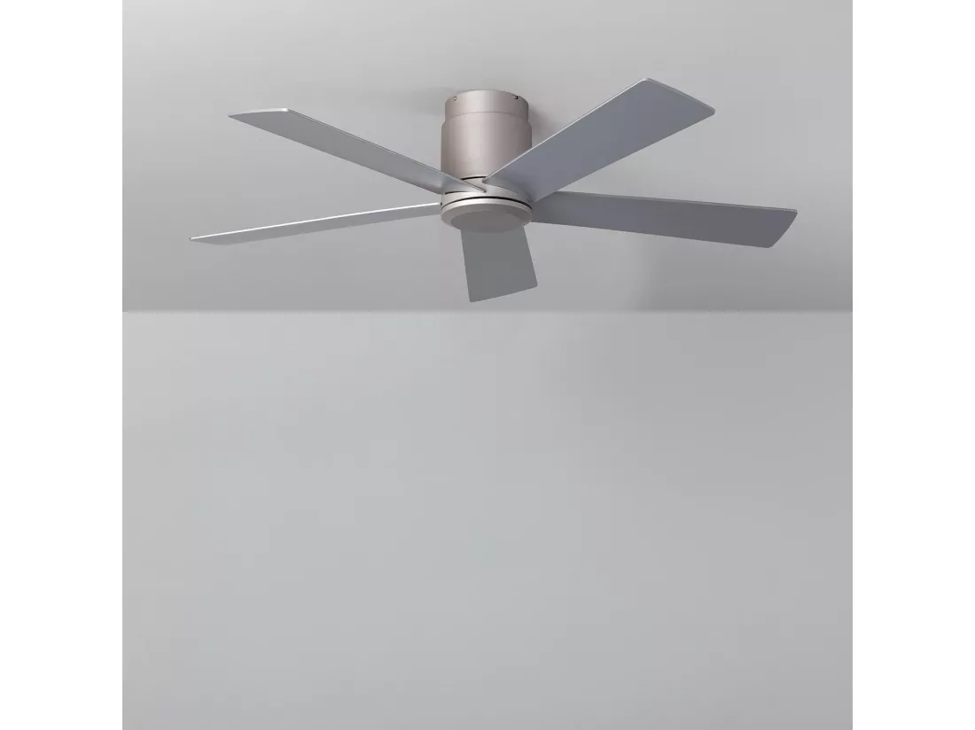 Ventilateur de Plafond Silencieux Flatiron 132 cm Moteur DC Argent Télécommande Sans lumière