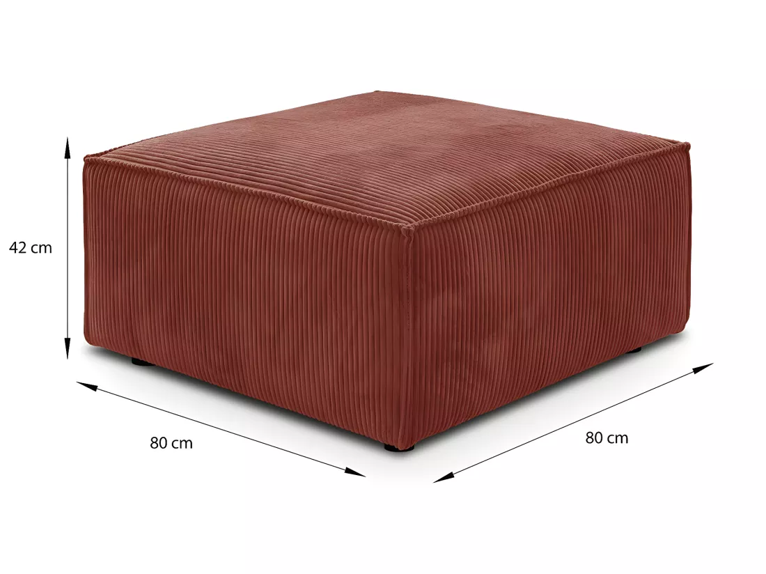 Pouf en velours côtelé rouille - Livia